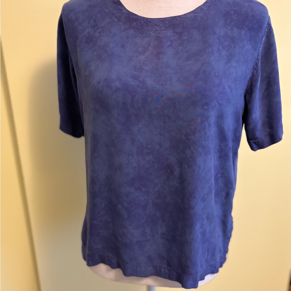 TravelSmith Navy Blue Short Sleeve Blouse